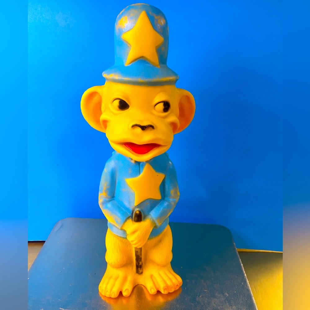 Vintage 1969 Monkey Policeman Rubber Squeaky Toy WORKS!  Aim Plastics 10.25”